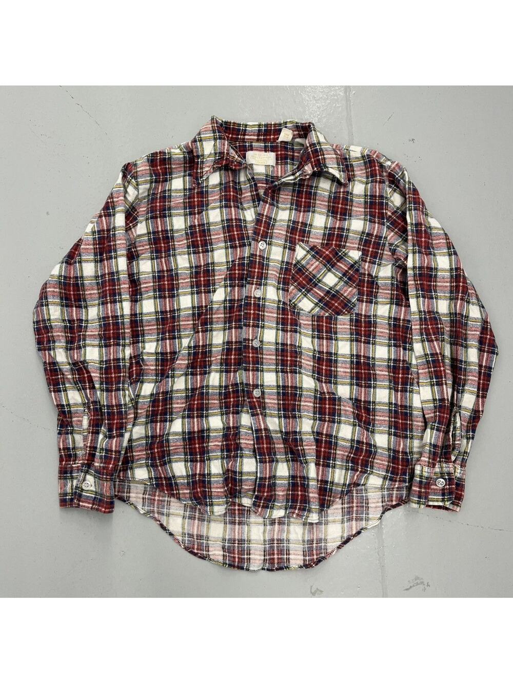 Vintage 80s Sears Red Plaid Cotton Flannel